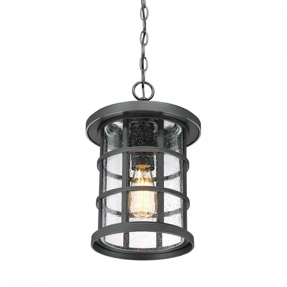 QZ-CRUSADE8-BLK Crusade 1 Light Chain Lantern Earth Black