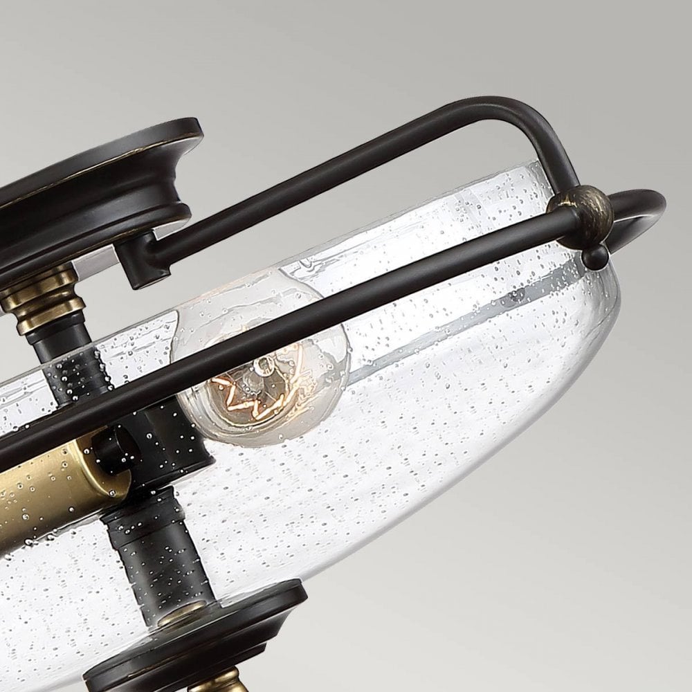 QZ-GRIFFIN-F-C-PNAB Griffin 3 Light Flush Palladian Bronze with Weathered Brass Accents