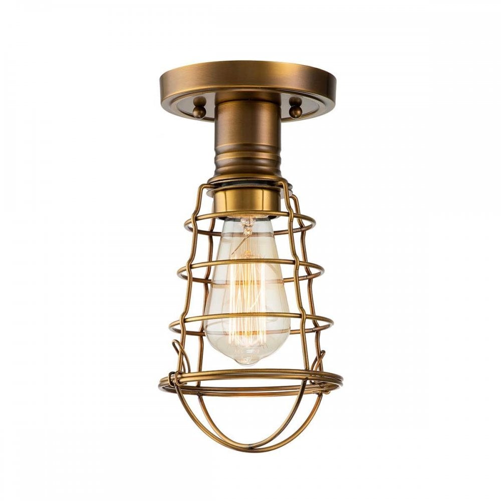 QZ-MIXON-SF-WS Mixon 1 Light Semi-Flush Weathered Brass
