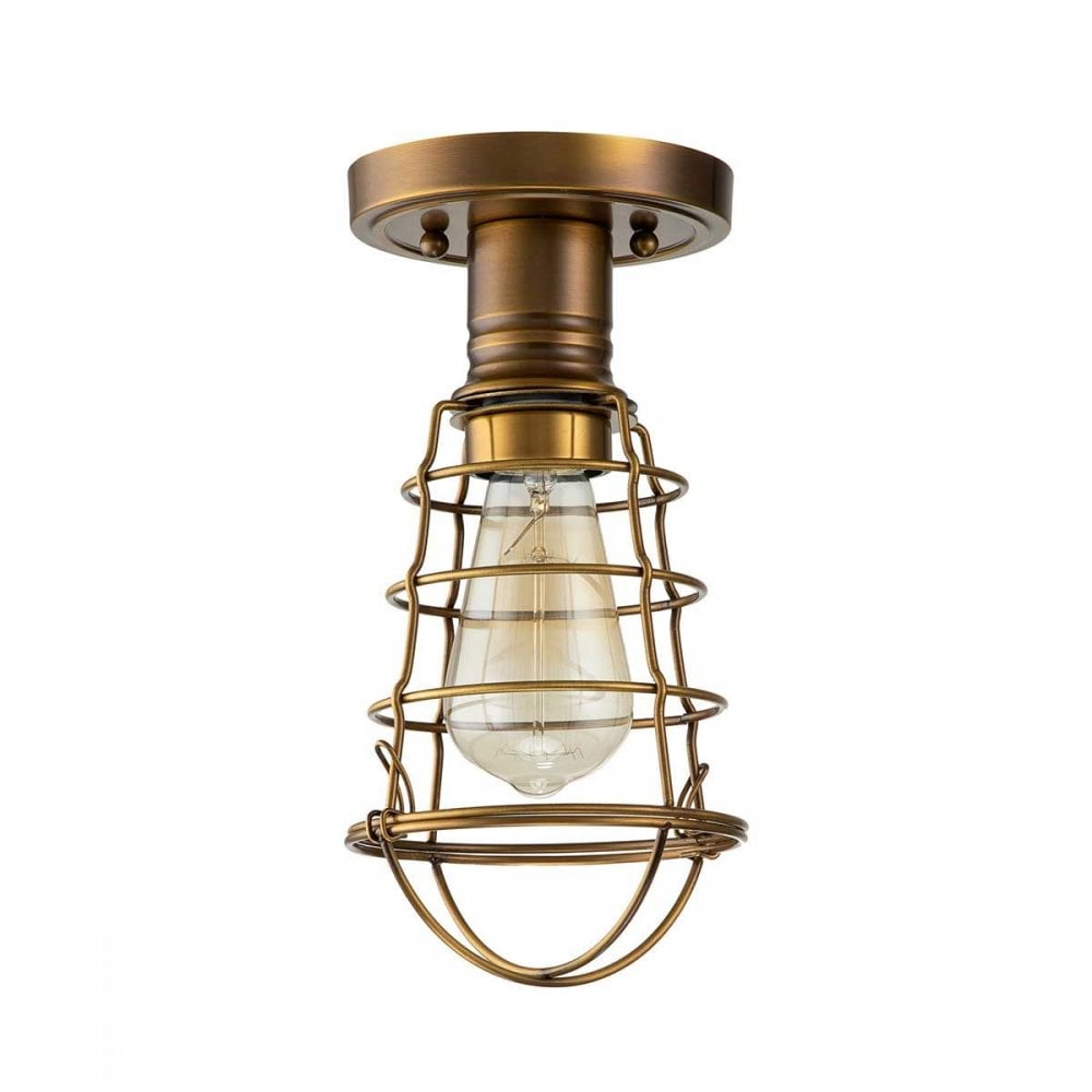 QZ-MIXON-SF-WS Mixon 1 Light Semi-Flush Weathered Brass