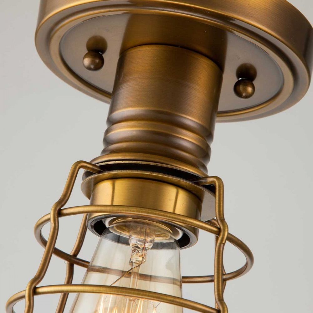 QZ-MIXON-SF-WS Mixon 1 Light Semi-Flush Weathered Brass