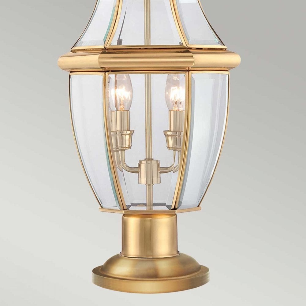 QZ-NEWBURY3-L-PB Newbury 2 Light Pedestal Lacquered Polished Brass