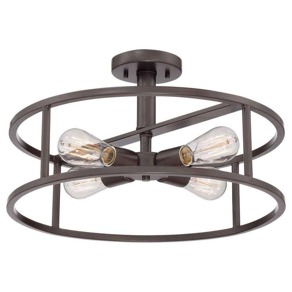 QZ-NEW-HARBOR-SF New Harbor 4 Light Semi-Flush Western Bronze