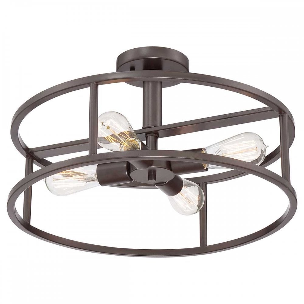 QZ-NEW-HARBOR-SF New Harbor 4 Light Semi-Flush Western Bronze