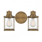 QZ-RIGGS2-BATH-WS Riggs 2 Light Wall Light Weathered Brass