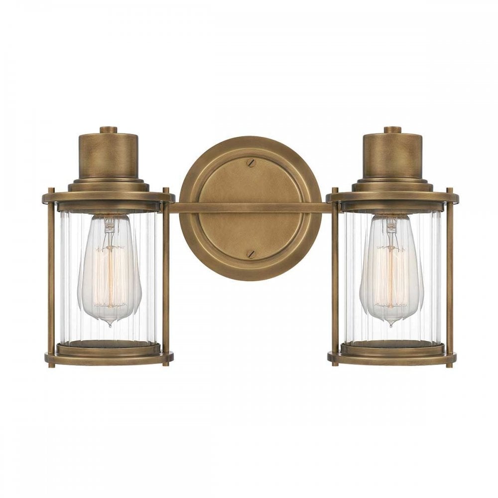 QZ-RIGGS2-BATH-WS Riggs 2 Light Wall Light Weathered Brass