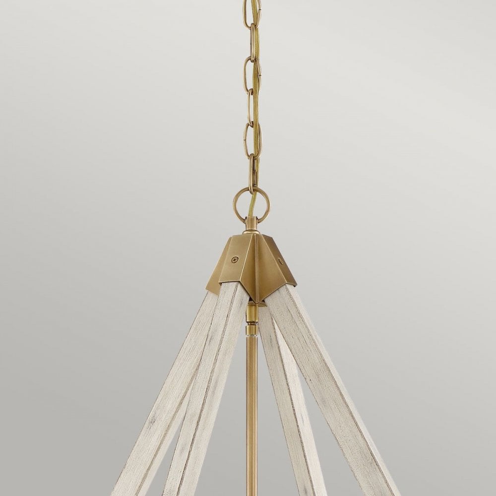 QZ-VIEW-POINT-L View Point 4 Light Chandelier Whitewash Wood Effect and Weathered Brass