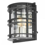 ST-FLU-E27-BLK-C Stockholm 1 Light Flush Light - Black With Clear Glass Black