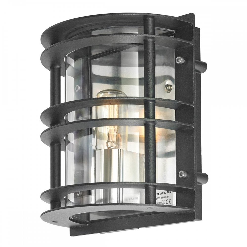 ST-FLU-E27-BLK-C Stockholm 1 Light Flush Light - Black With Clear Glass Black