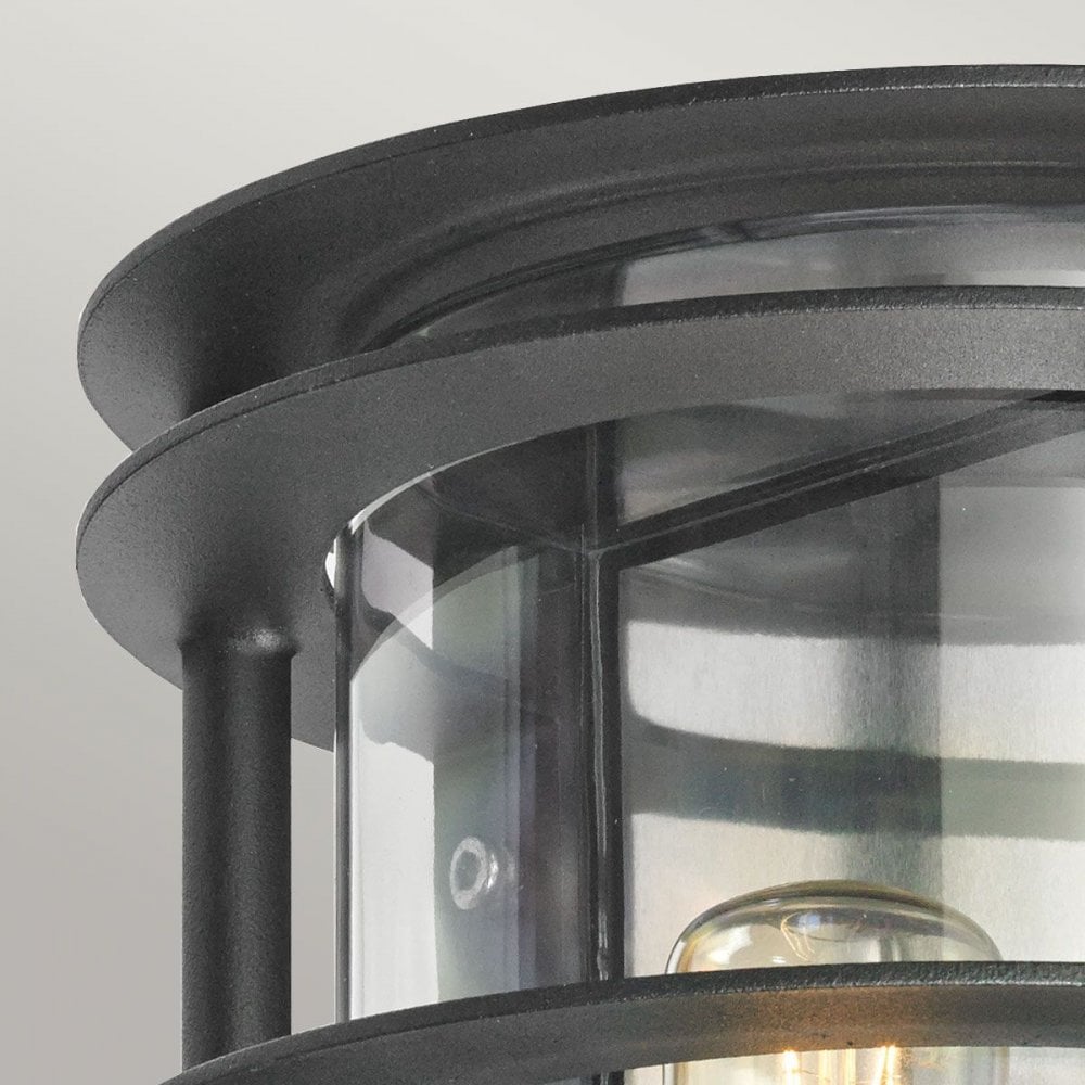 ST-FLU-E27-BLK-C Stockholm 1 Light Flush Light - Black With Clear Glass Black