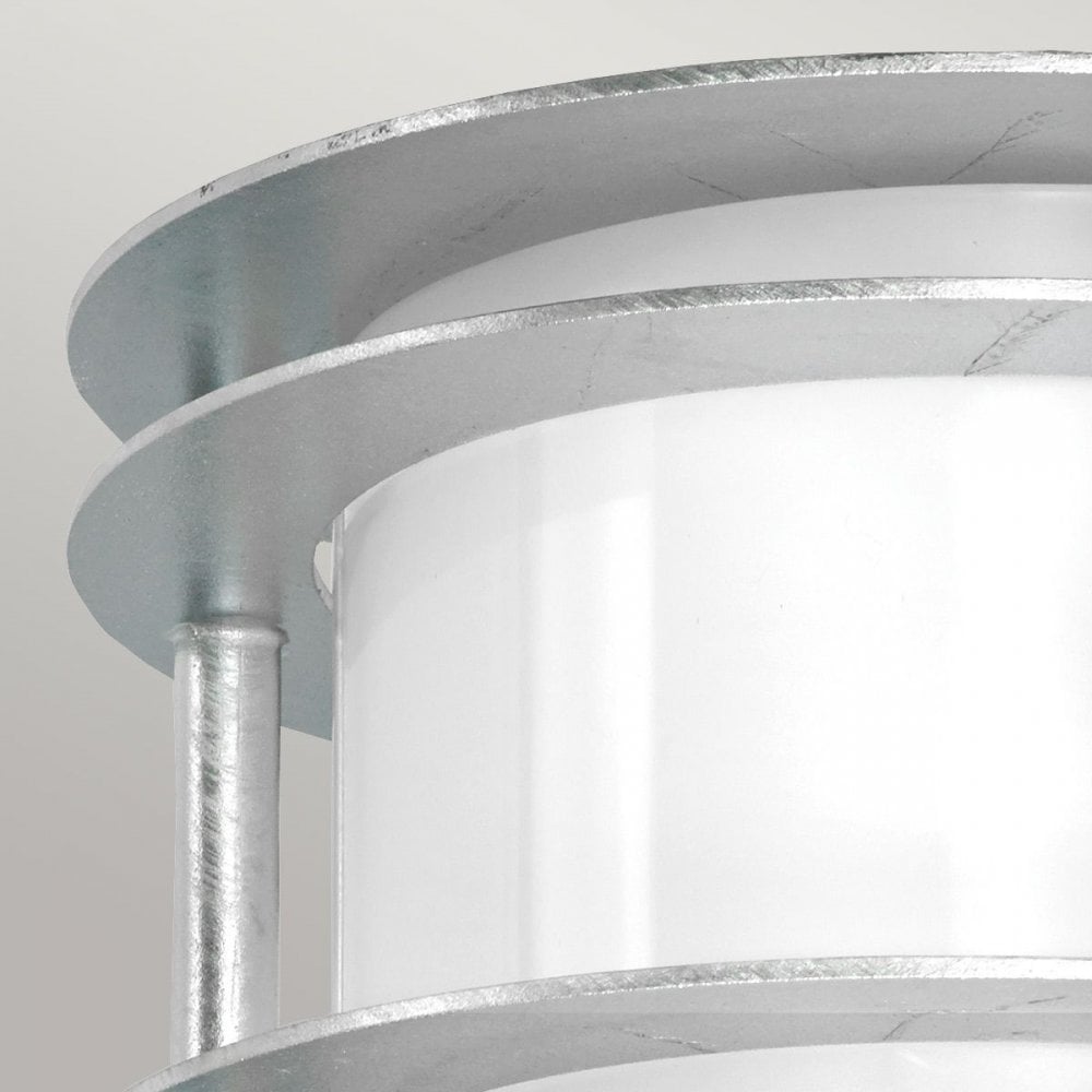 ST-FLU-E27-GAL-O Stockholm 1 Light Flush Light - Galvanised With Opal Glass Galvanised
