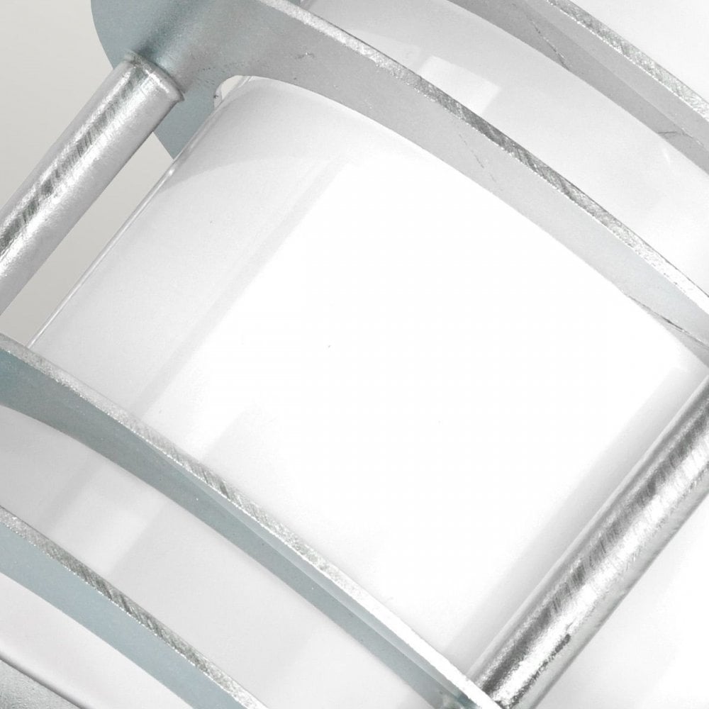 ST-FLU-E27-GAL-O Stockholm 1 Light Flush Light - Galvanised With Opal Glass Galvanised
