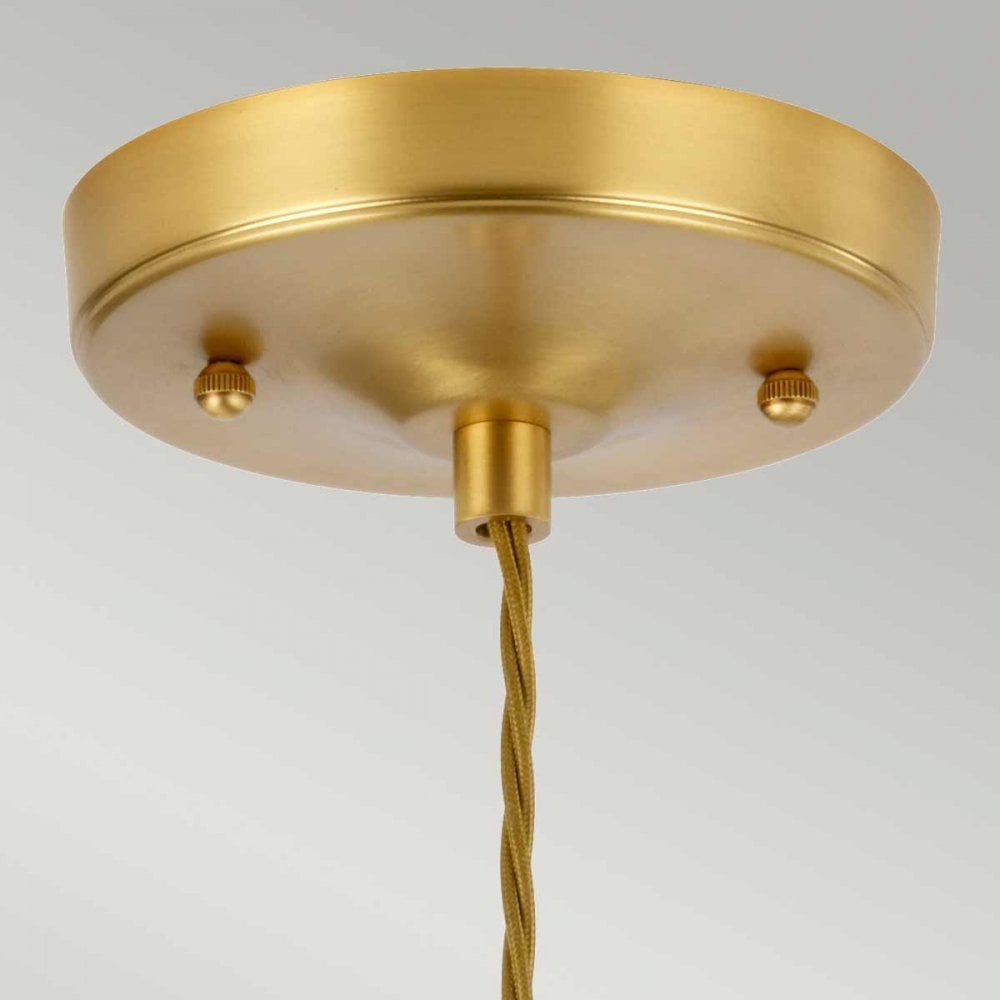 TIBER-P-AMBER Tiber 1 Light Pendant Brushed Brass/ Amber Glass