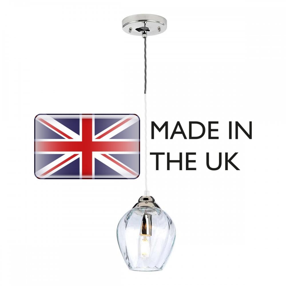 TIBER-P-CLEAR Tiber 1 Light Pendant Polished Nickel/ Clear Glass