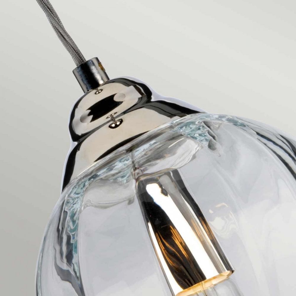 TIBER-P-CLEAR Tiber 1 Light Pendant Polished Nickel/ Clear Glass