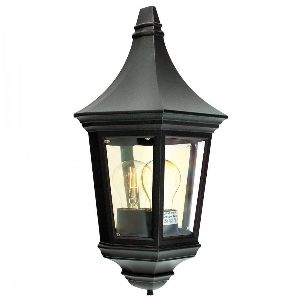 V9-BLACK Valencia 1 Light Half Lantern Black