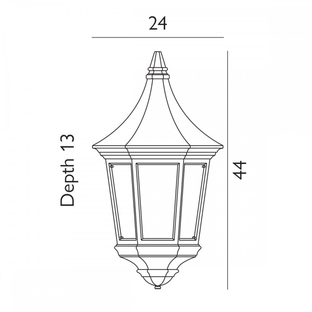 V9-BLACK Valencia 1 Light Half Lantern Black