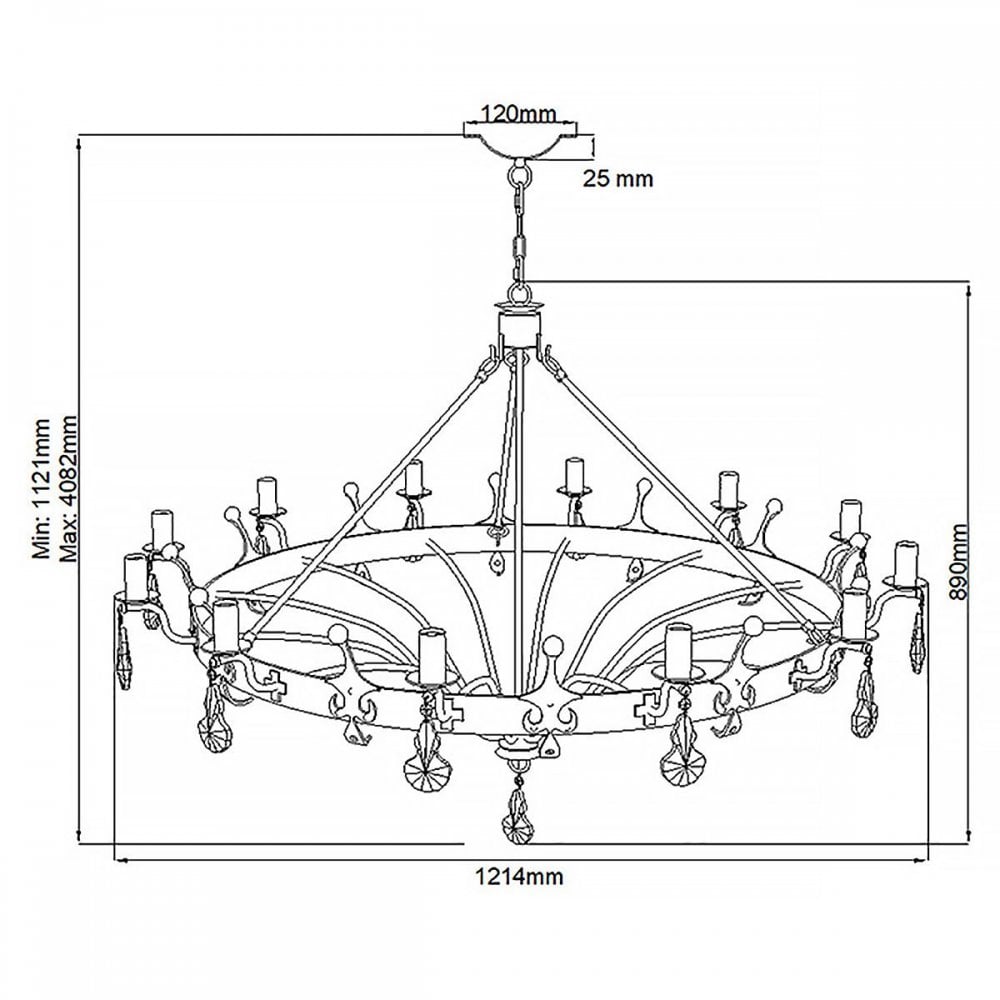 WINDSOR12-GOLD Windsor 12 Light Chandelier Gold Patina