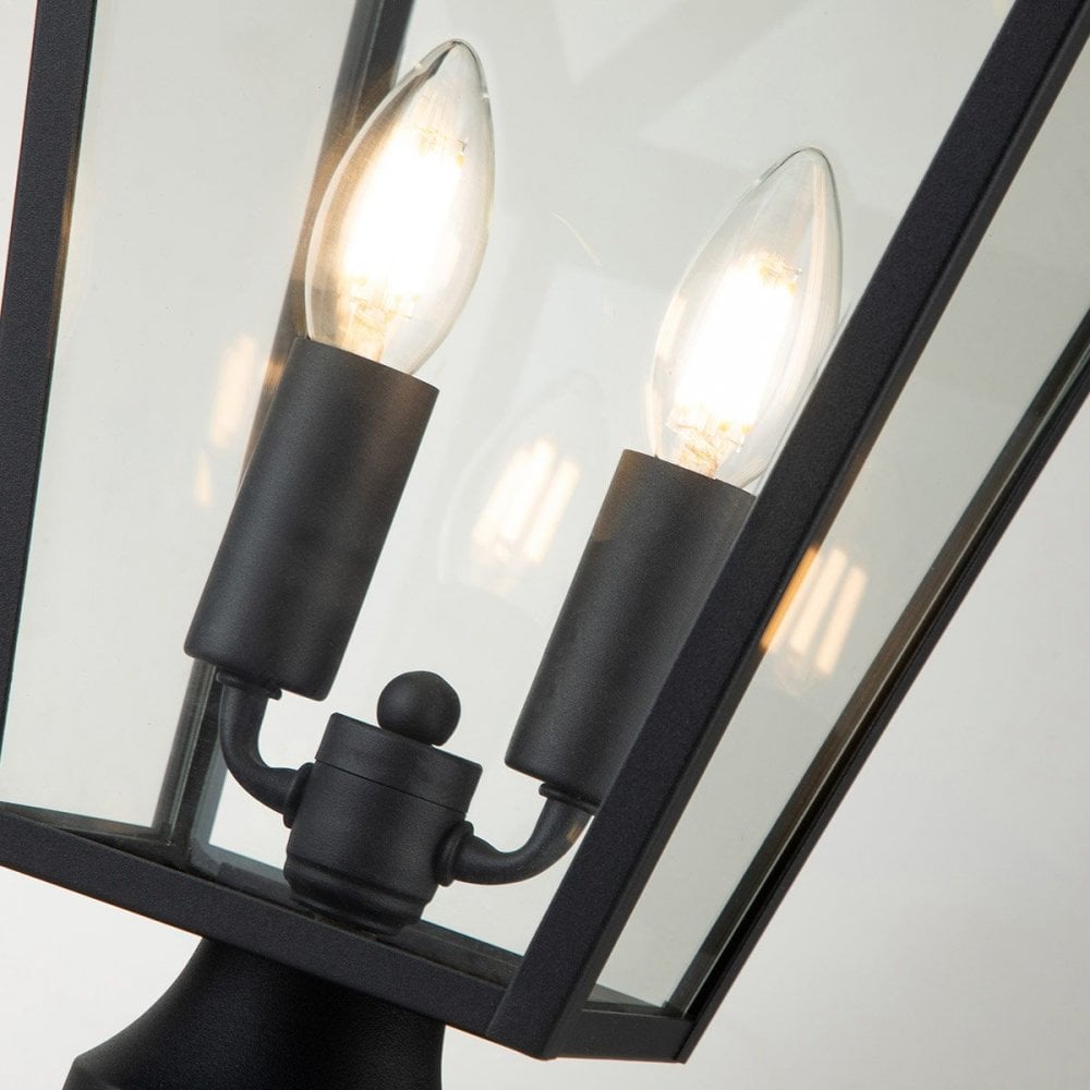QN-ALFORD-PLACE3-M-MB Alford Place 2 Light Pedestal Lantern Museum Black