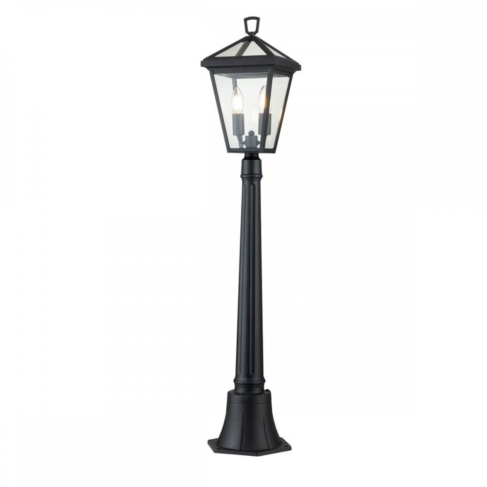 QN-ALFORD-PLACE-4B-S-MB Alford Place 2 Light Pillar Lantern Museum Black