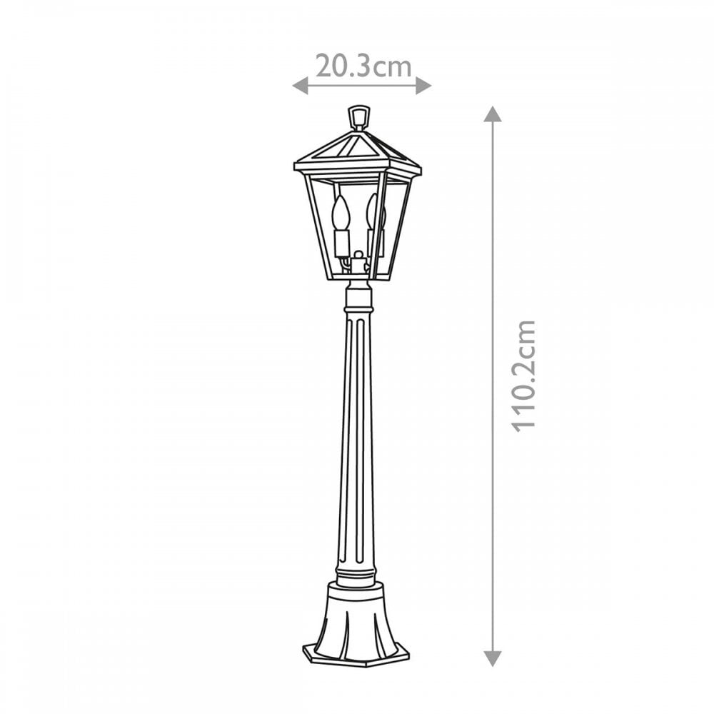 QN-ALFORD-PLACE-4B-S-MB Alford Place 2 Light Pillar Lantern Museum Black