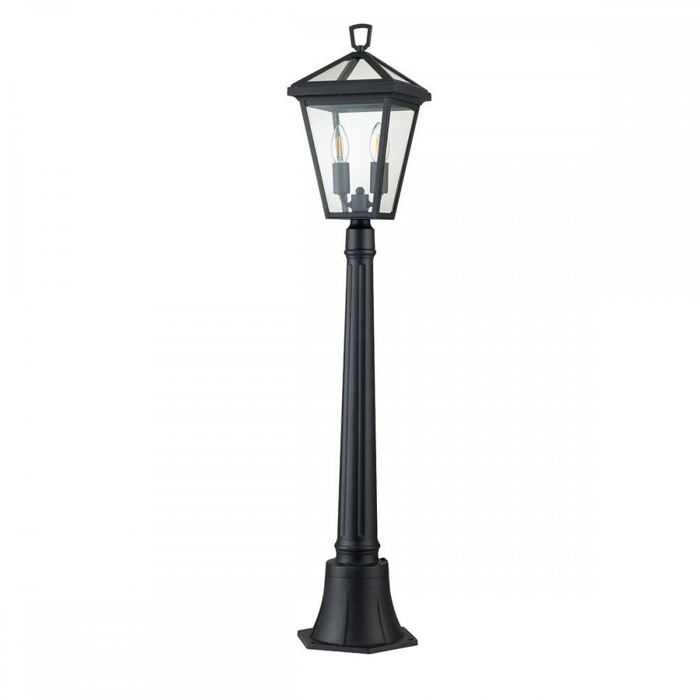QN-ALFORD-PLACE-4B-S-MB Alford Place 2 Light Pillar Lantern Museum Black