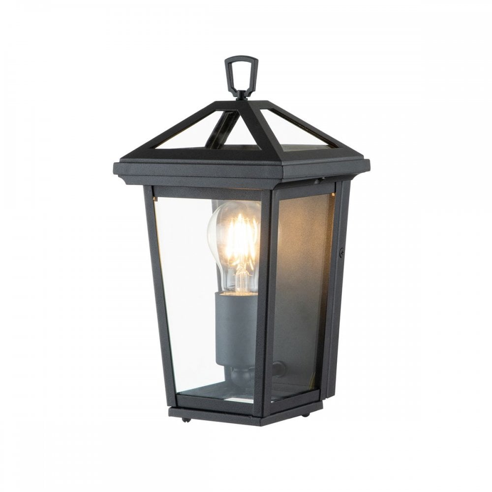 QN-ALFORD-PLACE7-S-MB Alford Place 1 Light Half Lantern Museum Black