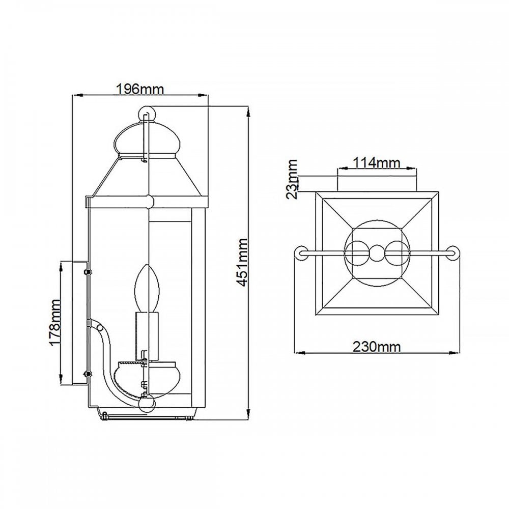 QN-ANCHORAGE-M Anchorage 2 Light Wall Lantern Aged Zinc