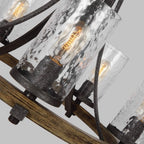 QN-ANGELO5 Angelo 5 Light Chandelier Distressed Weathered Oak & Slate Grey Metal