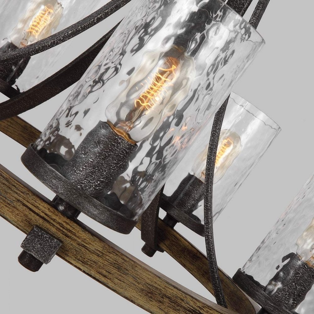 QN-ANGELO5 Angelo 5 Light Chandelier Distressed Weathered Oak & Slate Grey Metal