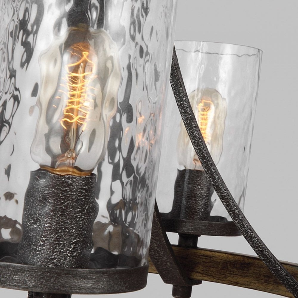 QN-ANGELO5 Angelo 5 Light Chandelier Distressed Weathered Oak & Slate Grey Metal