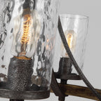QN-ANGELO5 Angelo 5 Light Chandelier Distressed Weathered Oak & Slate Grey Metal