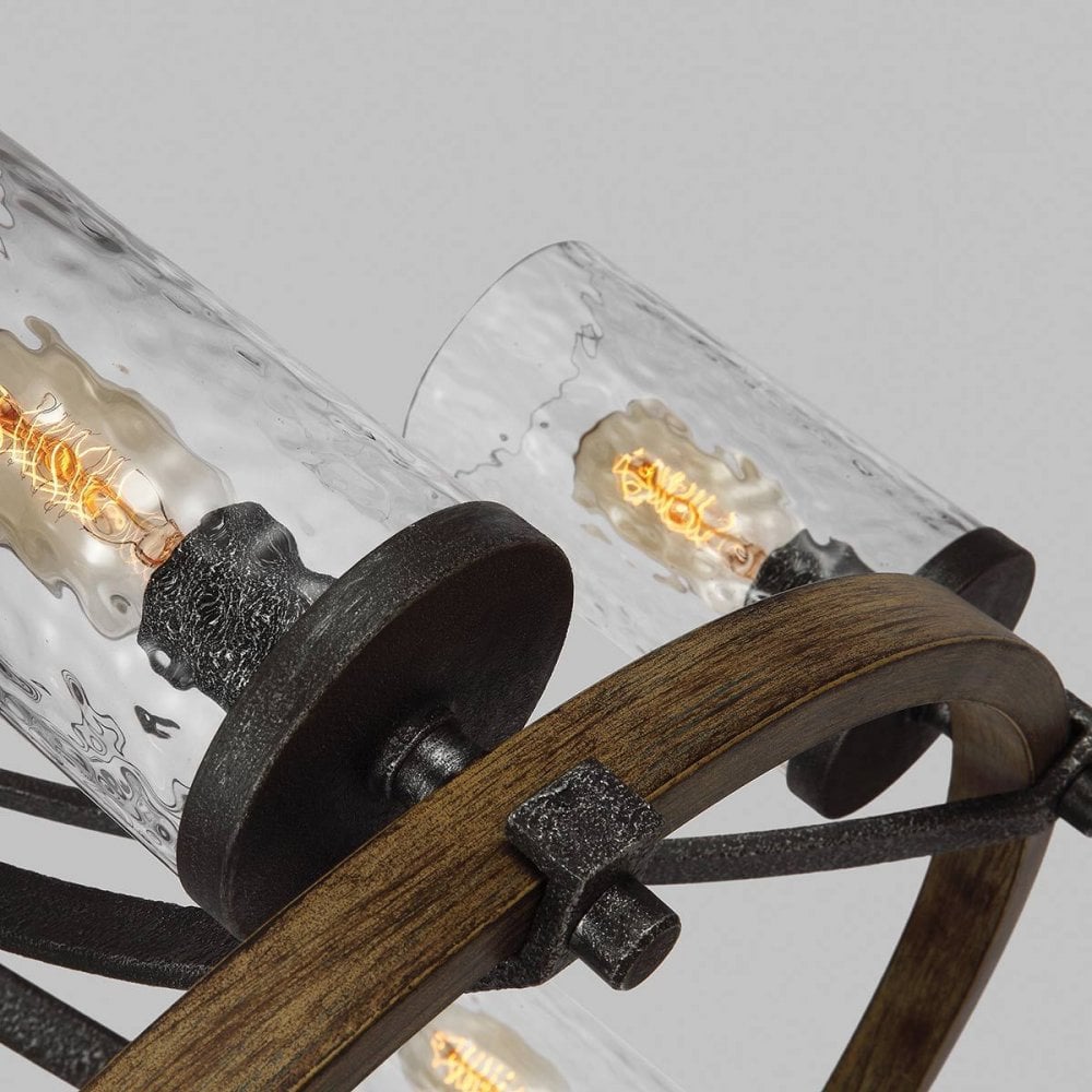 QN-ANGELO6 Angelo 6 Light Chandelier Distressed Weathered Oak & Slate Grey Metal