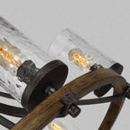 QN-ANGELO6 Angelo 6 Light Chandelier Distressed Weathered Oak & Slate Grey Metal
