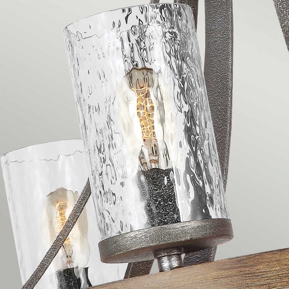QN-ANGELO6 Angelo 6 Light Chandelier Distressed Weathered Oak & Slate Grey Metal