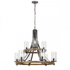 QN-ANGELO8-ISLE Angelo 8 Light Isle Chandelier Distressed Weathered Oak & Slate Grey Metal