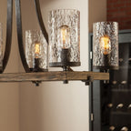QN-ANGELO8-ISLE Angelo 8 Light Isle Chandelier Distressed Weathered Oak & Slate Grey Metal