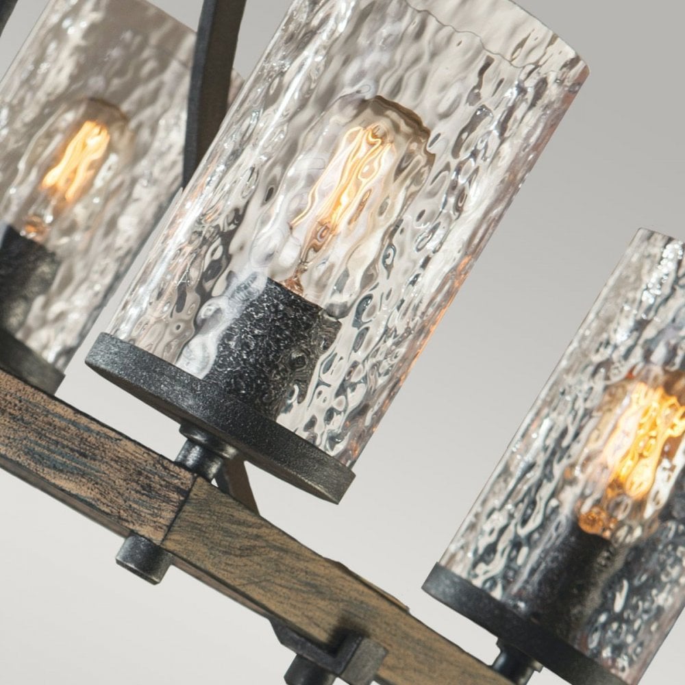QN-ANGELO8-ISLE Angelo 8 Light Isle Chandelier Distressed Weathered Oak & Slate Grey Metal