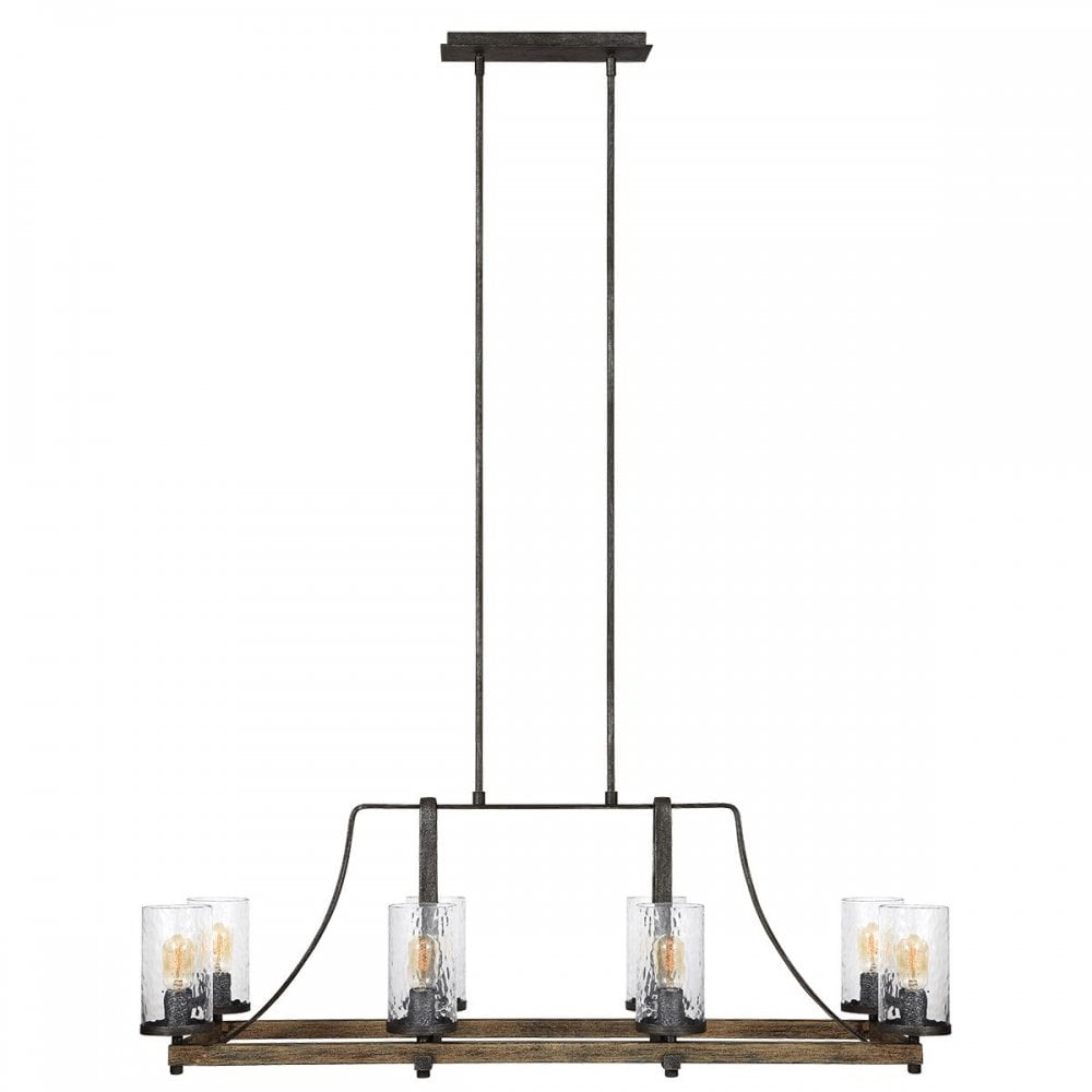 QN-ANGELO8-ISLE Angelo 8 Light Isle Chandelier Distressed Weathered Oak & Slate Grey Metal