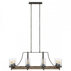 QN-ANGELO8-ISLE Angelo 8 Light Isle Chandelier Distressed Weathered Oak & Slate Grey Metal