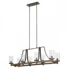 QN-ANGELO9 Angelo 9 Light Chandelier Distressed Weathered Oak & Slate Grey Metal