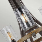 QN-ANGELO9 Angelo 9 Light Chandelier Distressed Weathered Oak & Slate Grey Metal
