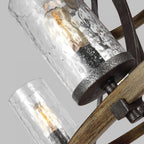 QN-ANGELO9 Angelo 9 Light Chandelier Distressed Weathered Oak & Slate Grey Metal