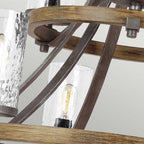 QN-ANGELO9 Angelo 9 Light Chandelier Distressed Weathered Oak & Slate Grey Metal