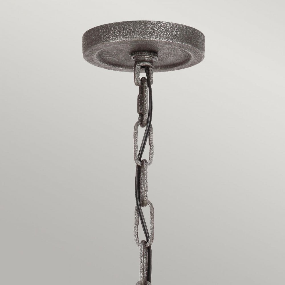 QN-ANGELO9 Angelo 9 Light Chandelier Distressed Weathered Oak & Slate Grey Metal