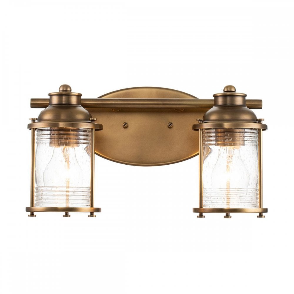 QN-ASHLANDBAY2-NBR-BATH Ashland Bay 2 Light Wall Light - Brass Natural Brass