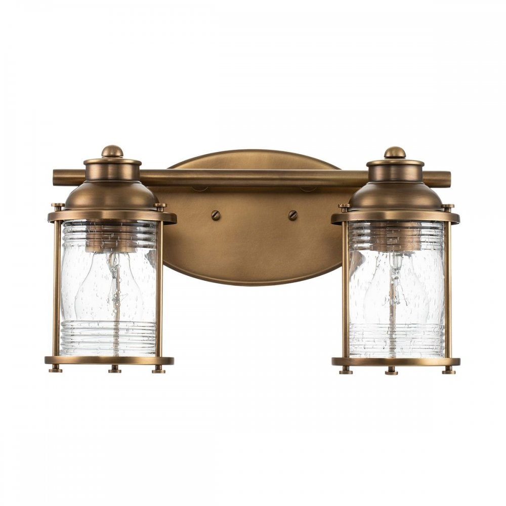 QN-ASHLANDBAY2-NBR-BATH Ashland Bay 2 Light Wall Light - Brass Natural Brass