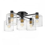 QN-AXEL5-BK Axel 5 Light Semi-flush - Black Black with Heritage Brass