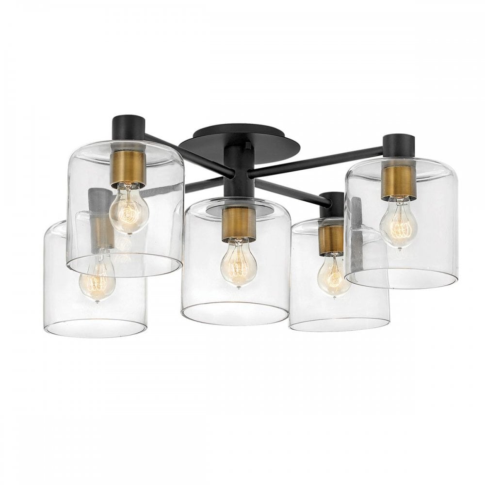 QN-AXEL5-BK Axel 5 Light Semi-flush - Black Black with Heritage Brass
