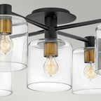 QN-AXEL5-BK Axel 5 Light Semi-flush - Black Black with Heritage Brass